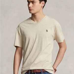 Polo by Ralph Lauren Men's Beige V-Neck Tee